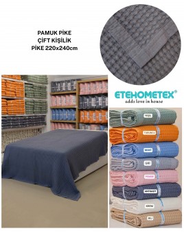ETEHOMETEX HAVUZLU PİKE ÇİFT KİŞİLİK 220X240CM KOYU GRİ 8696474231871